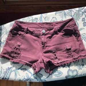 hippie laundry burgundy denim shorts